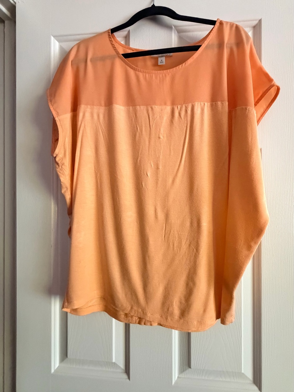 dressbarn Peach Two-Tone Cap-Sleeve Blouse